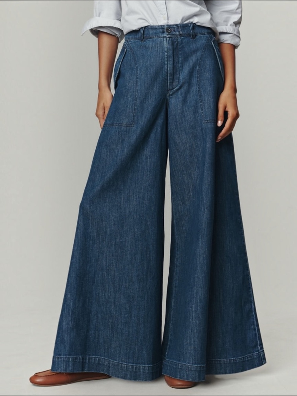 Anthropologie Pilcro High Waisted Ultra Wide Denim Blue Jeans